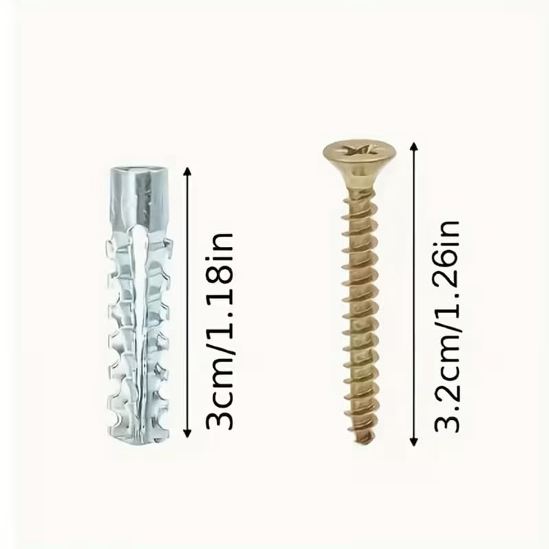 50-Piece Anti-Loosening Metal Expansion Screws Set - Serrated Expansion Tubes & Self-Tapping Screws for Brick and Concrete Walls