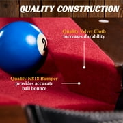 7.5 ft Billiard Pool Table with Cue Rack, Dartboard, and Game Accessories, Burgundy, by Barrington Billiards