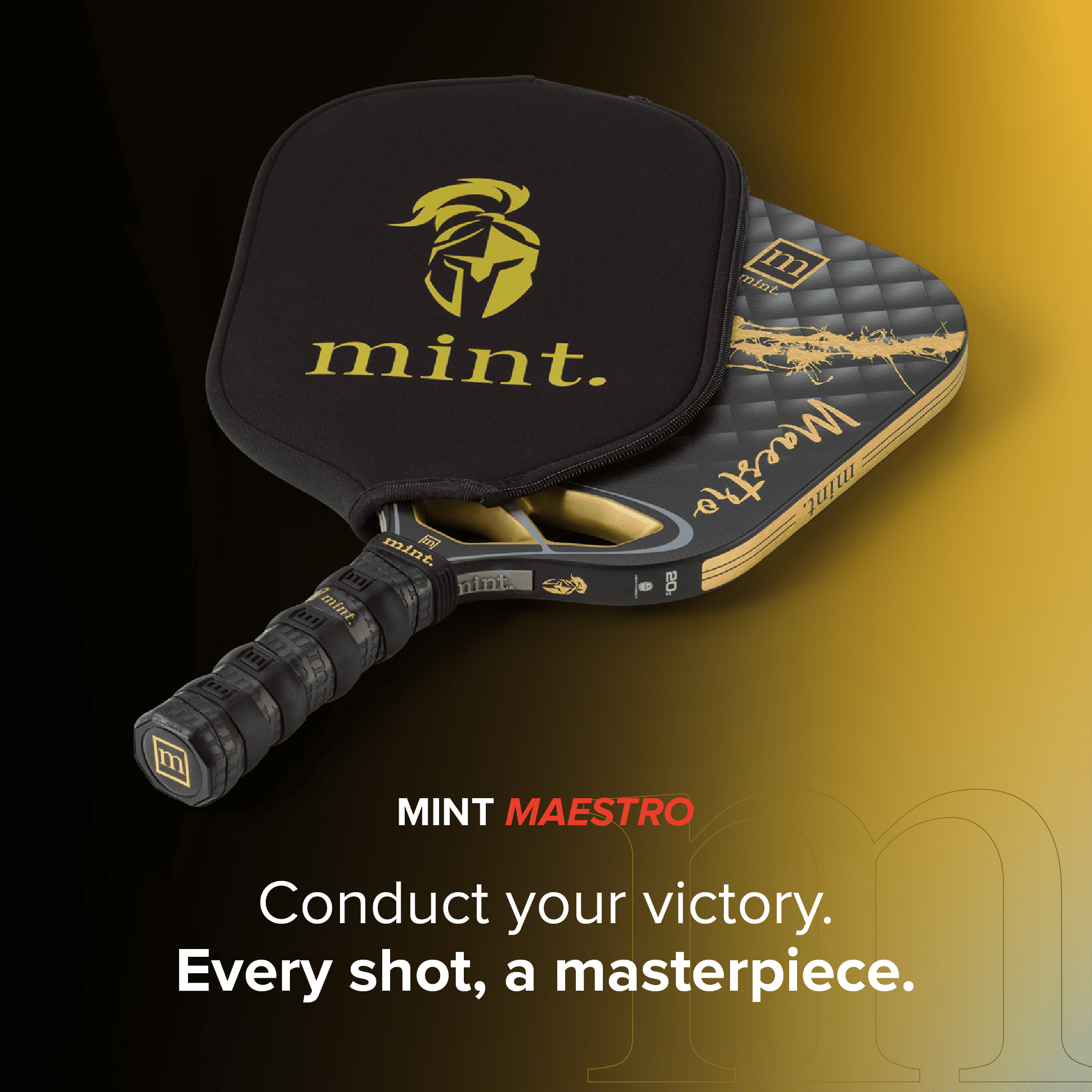 Mint Sport Maestro Pickleball Paddle, Titanium Carbon Fiber Hybrid Face, 20mm Polypropylene Core, Thermoformed Edgeless Design, USAPA Approved