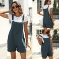 thumbnail image 2 of Women's Summer Cotton Linen Short Overalls Casual Bib Shortalls Rompers with Pockets, 2 of 7
