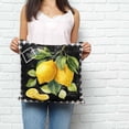 thumbnail image 3 of Throw Pillow Covers 26x26 Inch, Yellow Lemon Decorative Pillow Cases for Couch Sofa Bed, Summer Botanical Black White Checkered Cotton Linen Square Home Decor Pillowcases with Hidden Zipper, 3 of 7