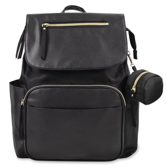 Sac à dos pour couches en cuir végétal noir de Baby Essentials