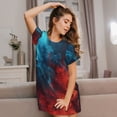 thumbnail image 3 of Vsdgher Motif Feu Rouge et Bleu Chemise de Nuit à Manches Courtes Col Rond Mignonne Robe de Nuit Confortable, 3 of 6