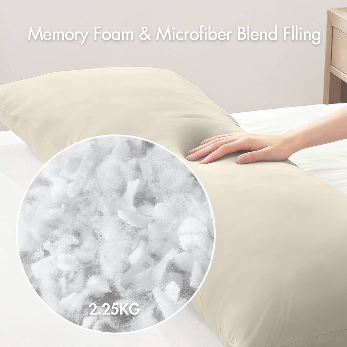 FENGFAN Neutral Cooling Full Body Pillow 20x54" Memory Foam Support Pillow with Washable Cover