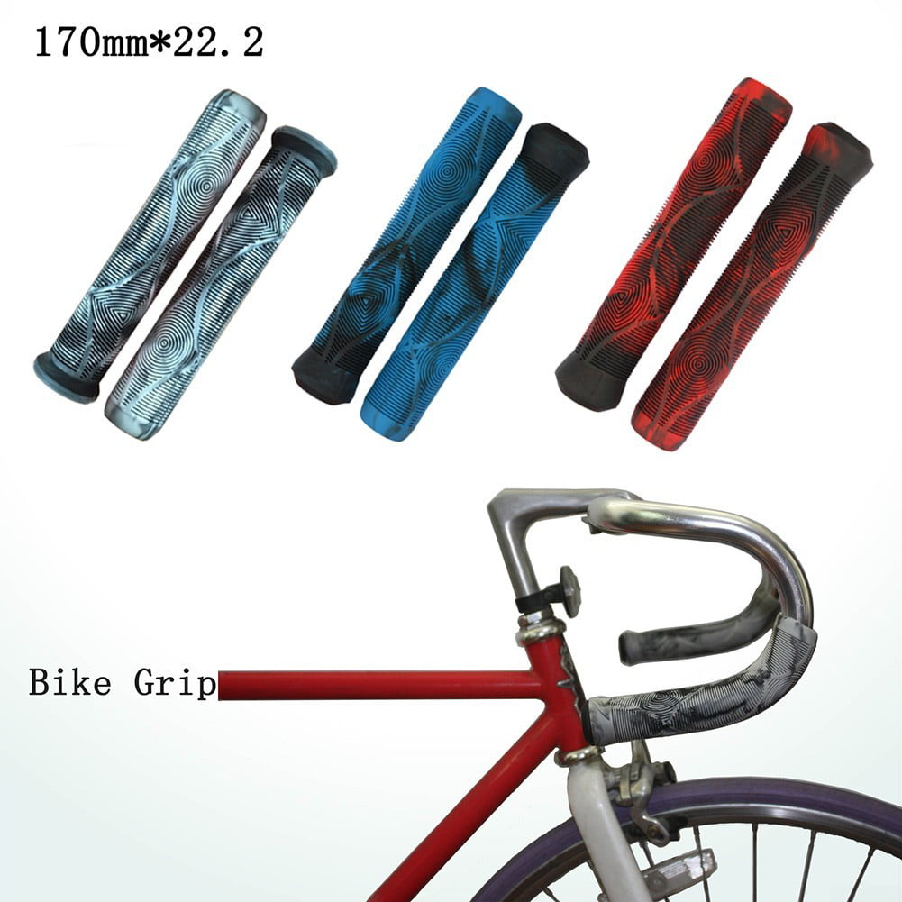 MTB Urban Bike Fixed Gear Lock-on Handlebar Grips Rubber Blue 