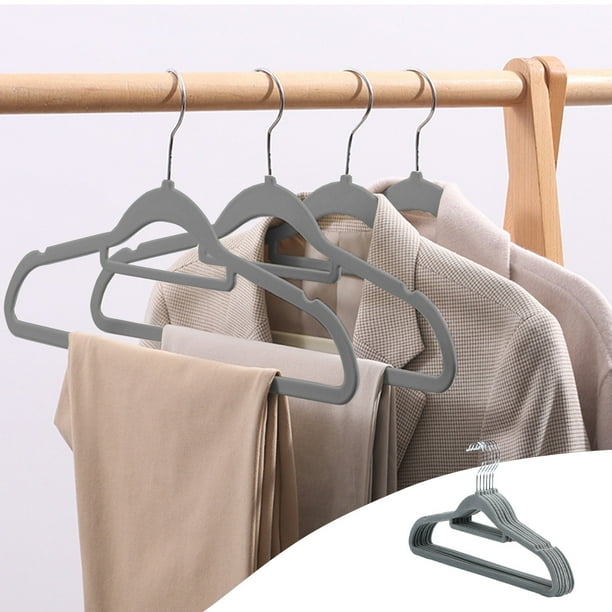 Perchas antideslizantes flocada para armarios de adultos, percha slim sin marca de 16,5 pulgadas para pantalones y abrigos, pack de 10