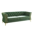thumbnail image 4 of Chesterfield Velvet Sofa, 3-Seater Upholstered Couch with Golden Metal Legs, Button Tufted Velvet Couches for Living Room Apartment Bedroom Office, Mint Green, 4 of 9