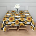 thumbnail image 3 of Black White Stripe Sunflower Pattern Square Tablecloth,Waterproof Square Table Cover,Wipeable Spillproof Washable Table Cover for Home Kitchen Party Decor 42"X42"(107x107cm), 3 of 6