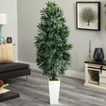 thumbnail image 3 of Nearly Natural 5' Bamboo Palm Artificial Plant in White Planter, Green, 3 of 3