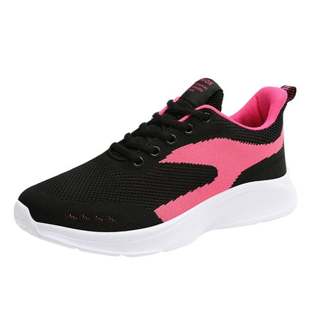 

SEMIMAY Women s Lace Up Soft Sole Comfortable Shoes Outdoor Mesh Shoes Runing Fashion Sports Breathable Hot Pink