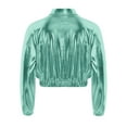 thumbnail image 6 of iiniim Girls Kids Sequins Hip Hop Jazz Outerwear Shiny Metallic Bomber Jacket Coat Disco Party Light Green 12, 6 of 7