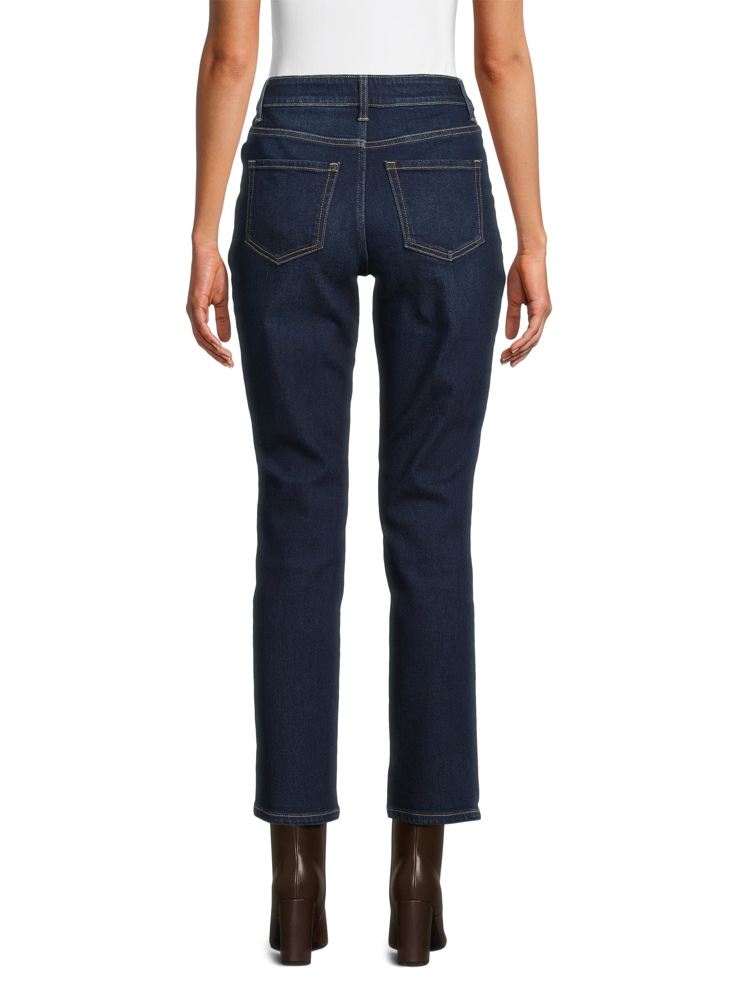 Time and Tru Women’s Mid Rise Straight Leg Jeans, Sizes 0-22, Regular & Short Inseams