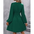 thumbnail image 2 of jinghuiyue Women Long Sleeve Dresses Casual V Neck A-line Midi Dress with Elastic High Waist M, 2 of 4