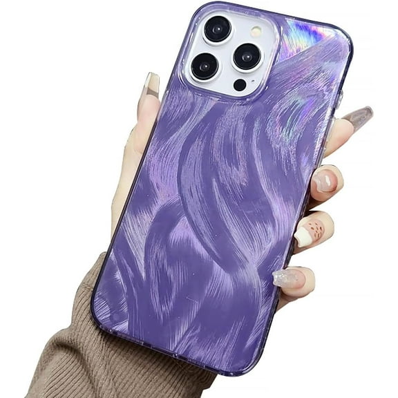 Feather Yarn Laser Aesthetic Sparkling Glossy Fantasy TPU Case Compatible with iPhone Case (Purple,iPhone 11)