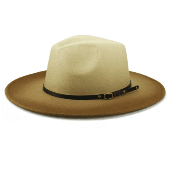 TELOLY Top Hat Fashionable Woolen Belt Gradient Felt Hat Hats for Women Autumn and Winter Large Brim Jazz Hats for Men and Women Cap,Brown