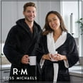 thumbnail image 6 of Ross Michaels Men's Big & Tall Robe with Hood, Full Length Long Plush Fleece Bathrobe - 2X Large/3X Large, Jet Black, 6 of 6