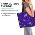 thumbnail image 2 of Bingfone Canvas Tote Bag for Women with Inner Pocket Aesthetic Cute Shopping Tote Bags Reusable Grocery Bags- Dark Purple Snowflakes, 2 of 8