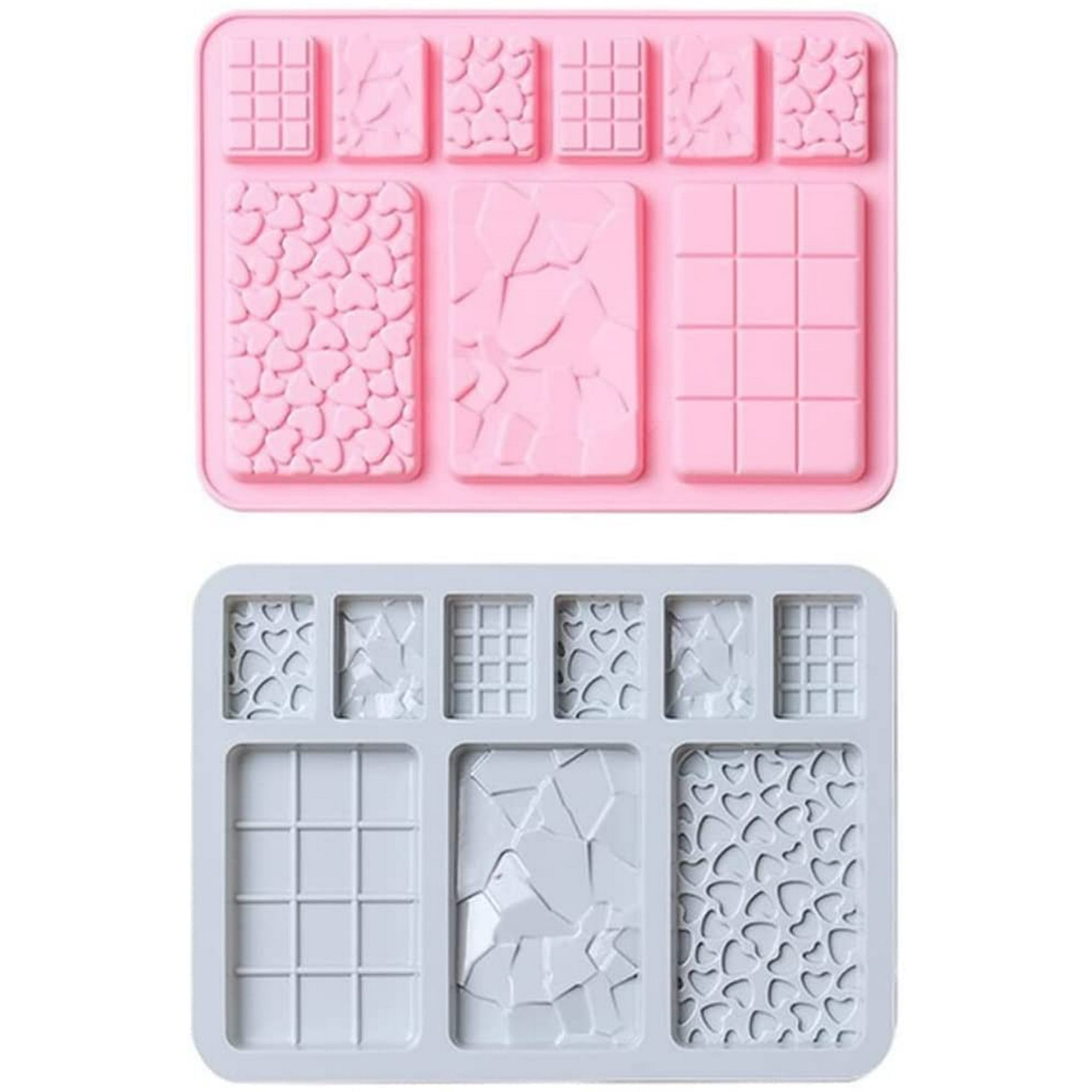 CANDeal Lot De 2 Moules à Barres De Chocolat - Moules à Barres De Protéines Et D'Énergie En Silicone Pour Bonbons En 3 Formes, 2 Tailles