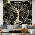 thumbnail image 4 of Sun and Moon Tapestry Tree of Life Wall Tapestry for Bedroom Aesthetic Black and Gold Wall Hanging Home Decor for Dorm Living Room 51in x 60in, 4 of 6