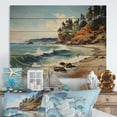 thumbnail image 2 of Designart "Coastal Giants Rocky Beach painting" Nautical & Beach Print on Natural Pine Wood, 2 of 5
