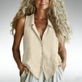 thumbnail image 3 of Tqcoqu Women's Jacket Waistcoat Deep V Neck Sleeveless Button Down Vest Linen Casual Trendy Tank Tops,Beige,Women's S-XXL, 3 of 7