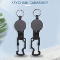 thumbnail image 2 of 3 Pack Retractable Keychain - Heavy Duty Badge Holder Reel with Multitool Carabiner Clip,Key Ring with Steel Wire Cord Up to 25 Inches,Black,3 * Retractable Keychain,black, 2 of 8