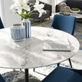 thumbnail image 3 of 47" Tulip Table, Faux White Marble Top Round Dining Table - Black Metal Base, 3 of 4