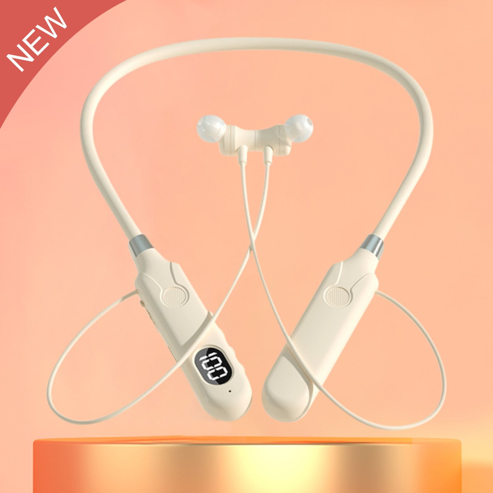 Go Air Pop True Wireless Bluetooth Earbuds & Charging Case - Pink, Dual Connect, IPX4 Sweat Resistance, Bluetooth 5 Connection, 3 EQ Sound Settings Signature, Balanced, Bass Boost - Beige