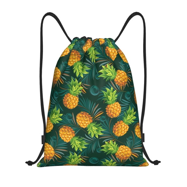Fotbe Pineapples with Palm Leaves Bolsa Mochila con Cordón Estampada, Bolsa de Gimnasio Deportiva, Bolsa Cinch, Bolsa con Cordón para Hombres y Mujeres-Medium