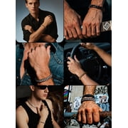 Bestyle Black Metal Plated Miami Cuban Link Chain Bracelets for Men, Hip-Hop Cool Men’s Bracelet Stainless Steel Hand Chain Bracelet (12mm Width, 19cm Length)