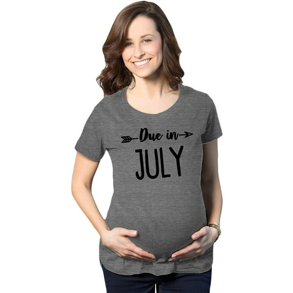Maternity Due in July Funny T Shirts Pregnant Shirts Announce Pregnancy Month Shirt