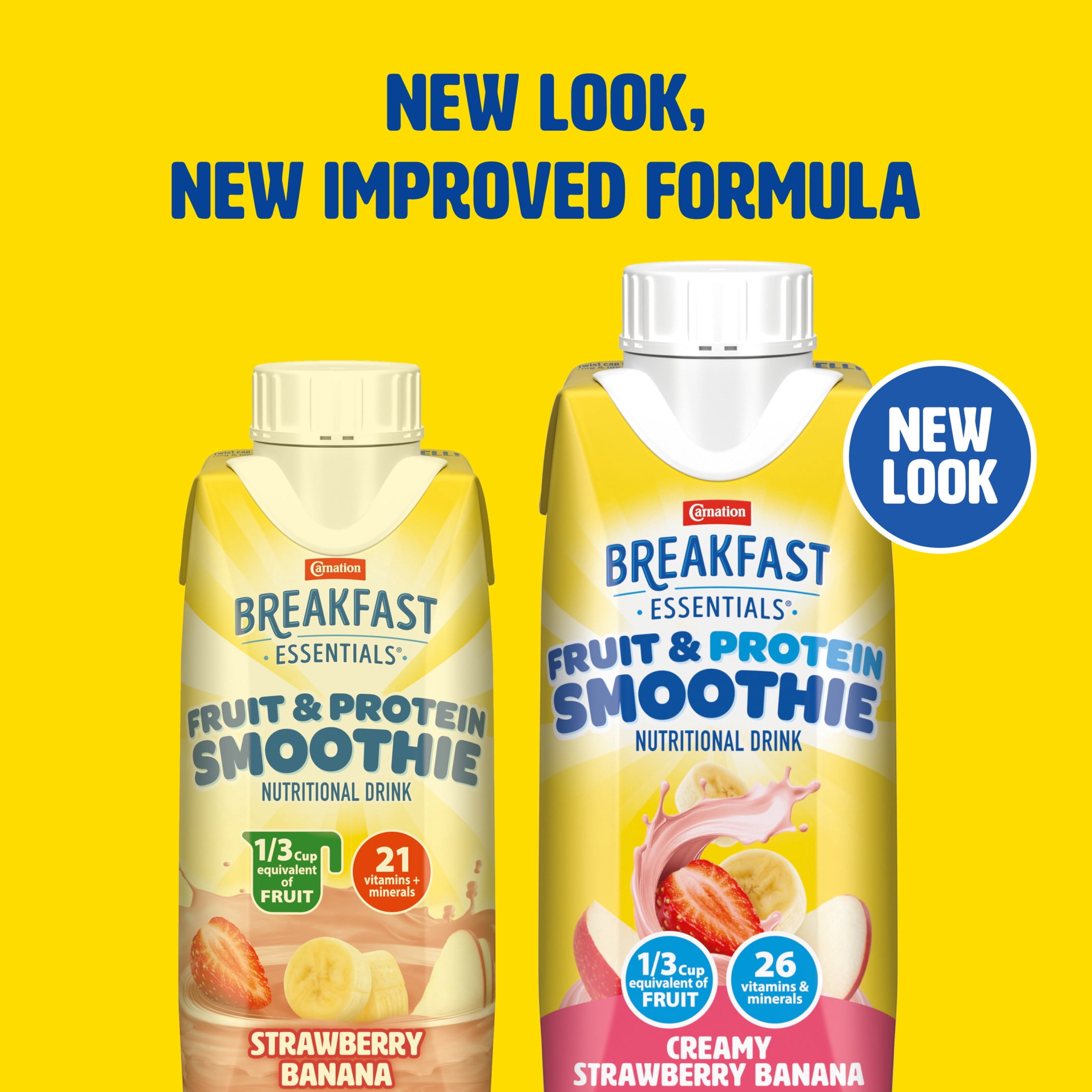 (4 pack) Carnation Breakfast Essentials Fruit and Protein Smoothie, Creamy Strawberry Banana, 8 fl oz, 6 Pack