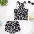 thumbnail image 6 of COEQINE Girls Swimsuit 2 Piece Tankini for Ages 6-7 with Removable Pads Summer Bathing Suits for Kids Comfort Crewneck Tank Top and Swim Shorts for Pool Beach, Gray Leopard Print, 6 of 8