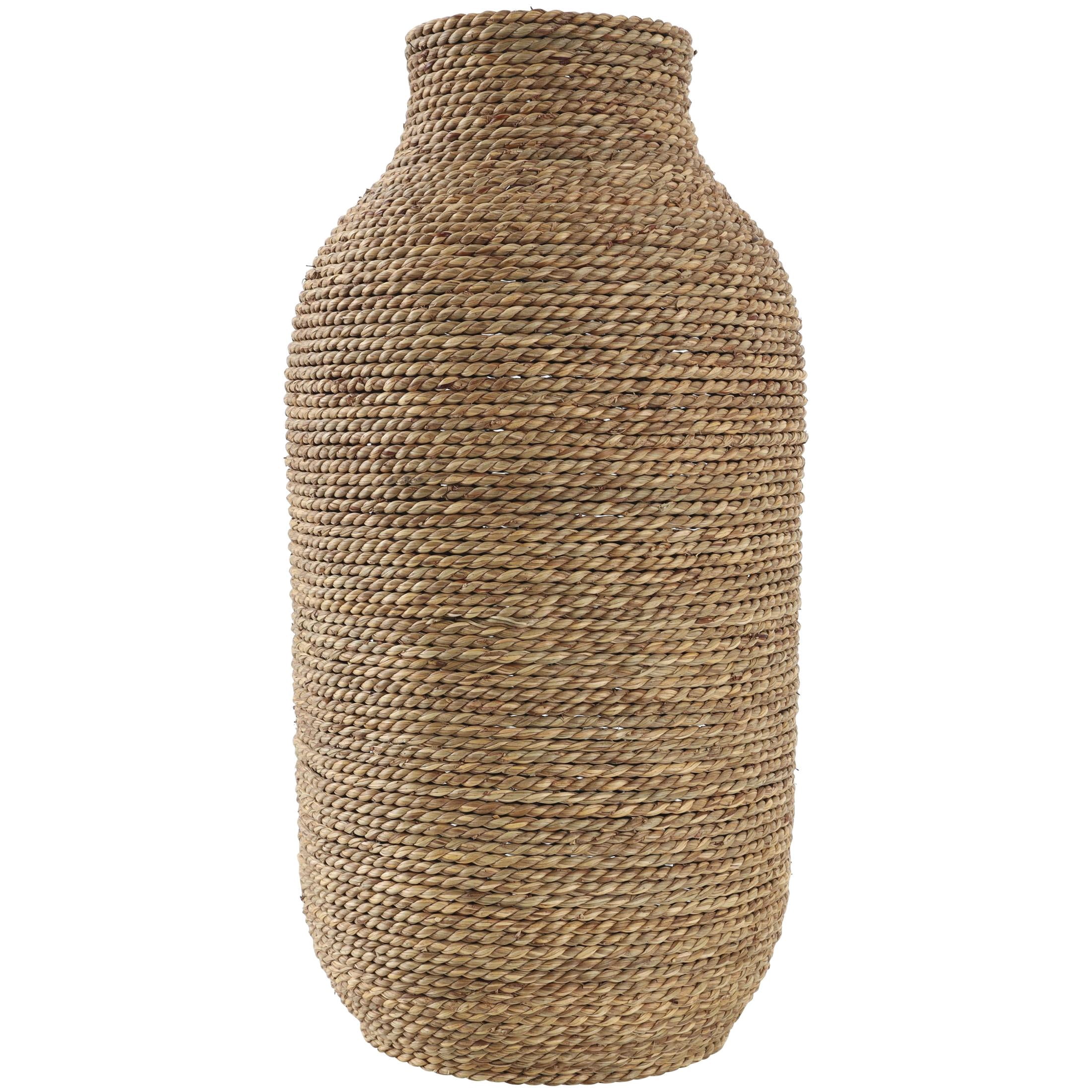 DecMode 19" Handmade Wrapped Brown Seagrass Vase