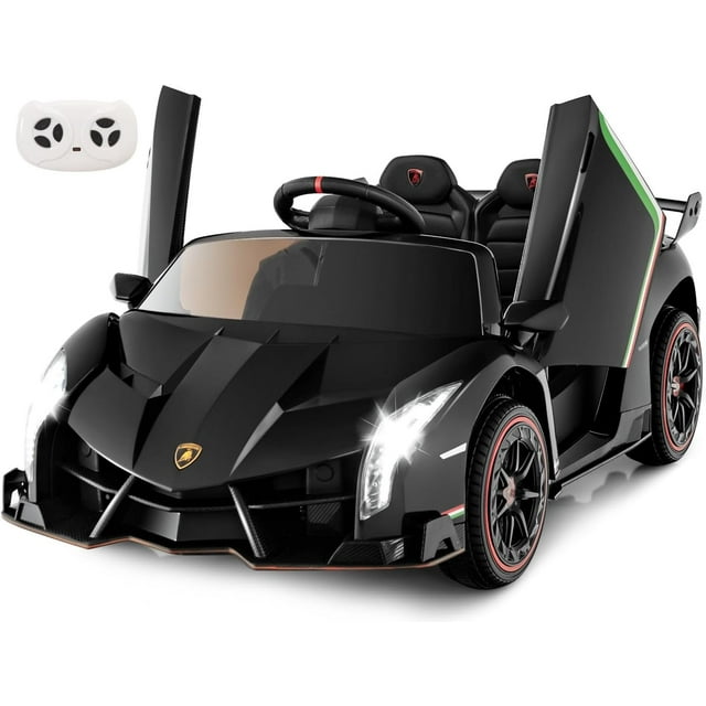 OLAKIDS 2 Seater Kids Ride on Car, 12V 4WD Licensed Lamborghini Veneno Powered Electric Vehicle with Hydraulic Doors, Rocking Mode, Adjustable Speeds, Remote Control, MP3, Headlight
