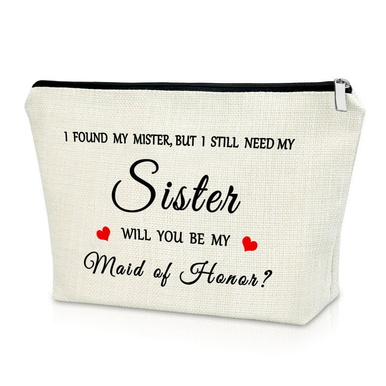 Maid of Honor Gift from Bride Wedding Makeup Bag Gift Bridesmaid Proposal Gift Bridal Shower Gift for Friends Bachelorette Party Gifts for Bestie