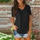 thumbnail image 1 of Fiudx Camisas para Mujer Blusa de Manga Corta con Cuello En V de Color Sólido a La Moda para Mujer, 1 of 6