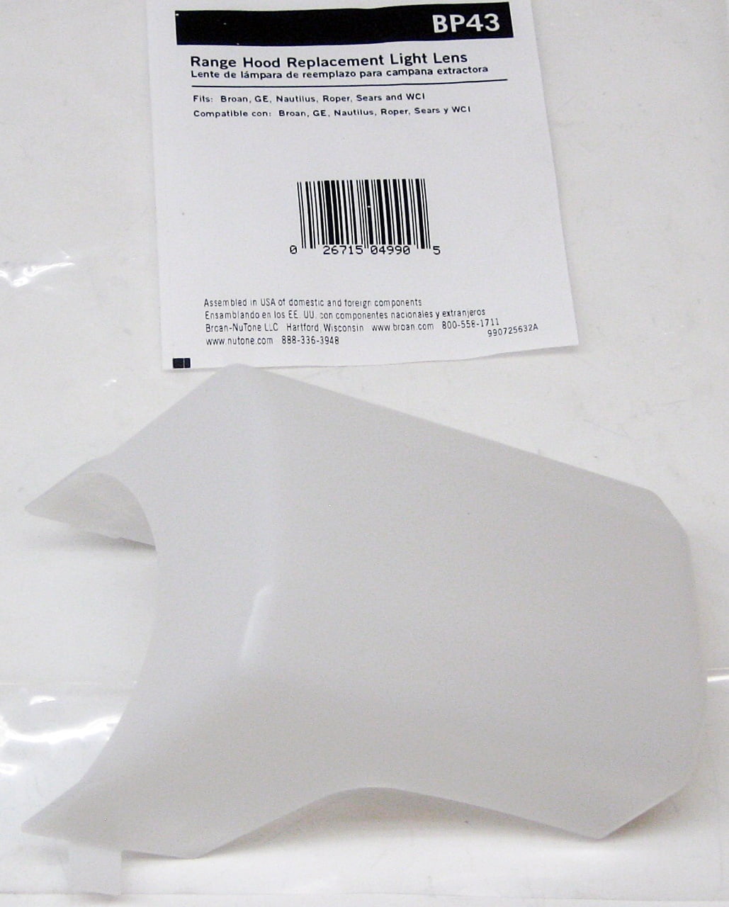 1 Pack Range Hood Light Lens Vent Cover Kit For Broan Kenmore Nutone 99110437 