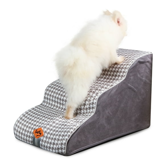 Laifug Dog Stairs for Small Dogs, 3-Step Pet Stairs for High Beds with Non-Slip Bottom, Grey
