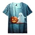 thumbnail image 3 of jobturf Womens Plus Size Halloween Shirt Party Short Sleeve Crew&nbsp;Neck T Shirts Holiday Loose Fit Graphic Festival Tops 4X-Large, 3 of 5