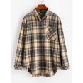 thumbnail image 3 of Women's Plaid Long Sleeve Button Down Wool Blend Shirt Jacket Blouse, 3 of 6