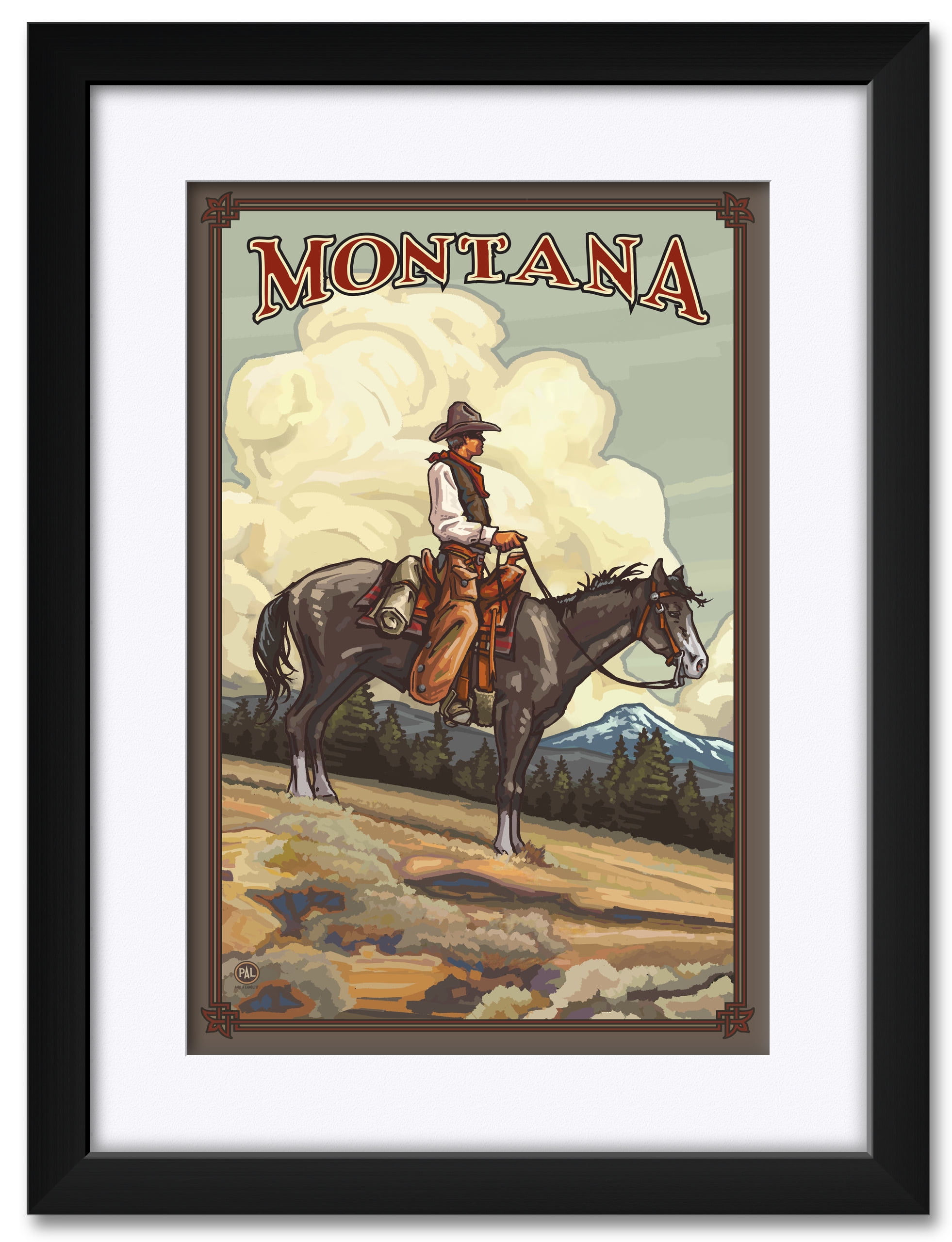 Montana Framed & Matted Art Print by Paul A. Lanquist. Print Size 12