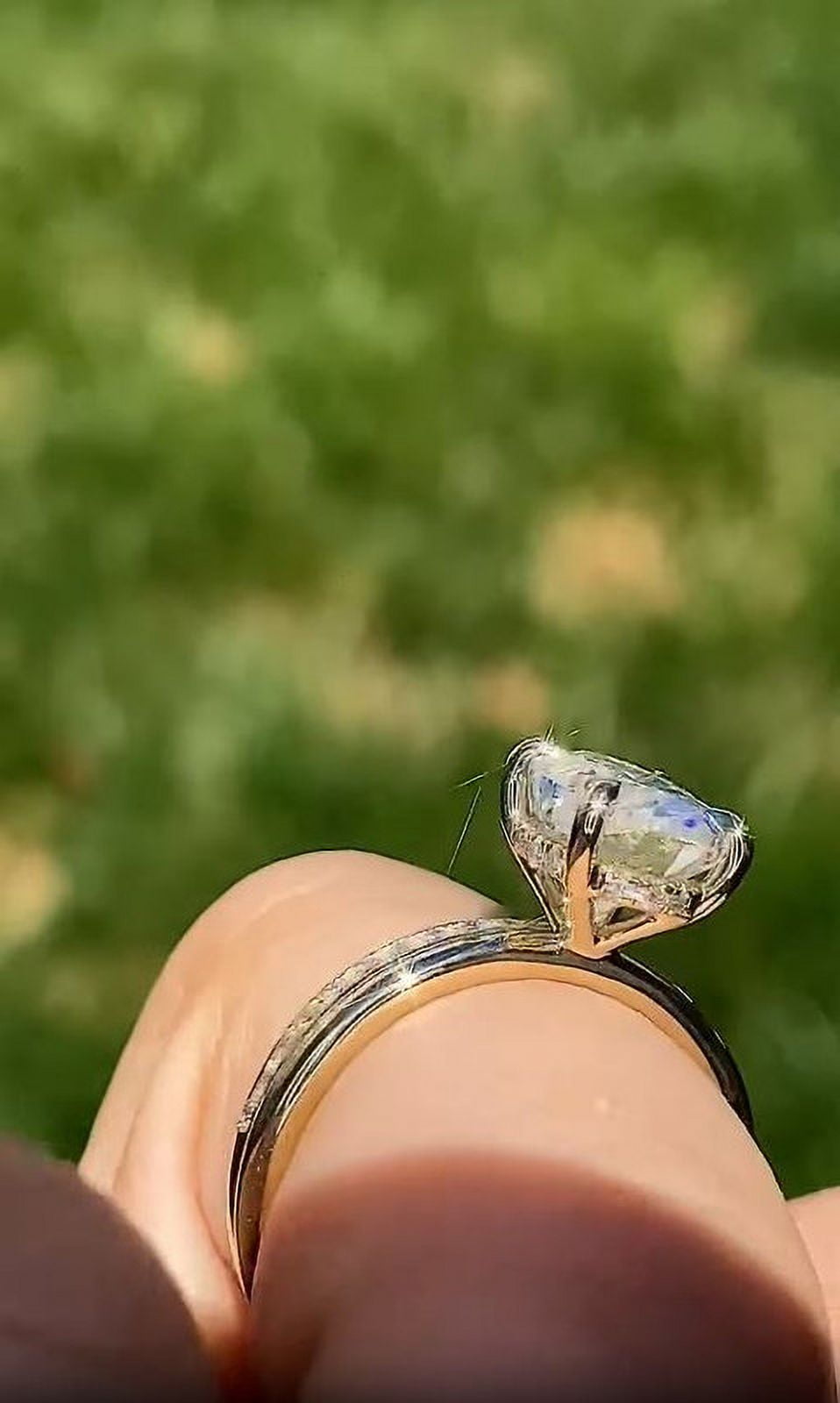 Solitaire Brilliance 2.7CT Oval Cut Moissanite Hidden Halo Engagement Ring with Bezel Set Round Moissanite Wedding Band, Wedding Set For Women in 14K Yellow Gold, Ring Size 5