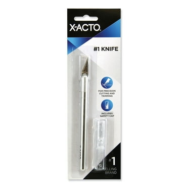 2Pc X-ACTO No. 1 Z-Series Precision Utility Knife with Replaceable Steel Blade Safety Cap, Silver