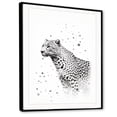 thumbnail image 2 of Designart "Portrait Of A Minimalist Black And White Leopard" Animals Leopard Floater Framed Wall Art Living Room, 2 of 5