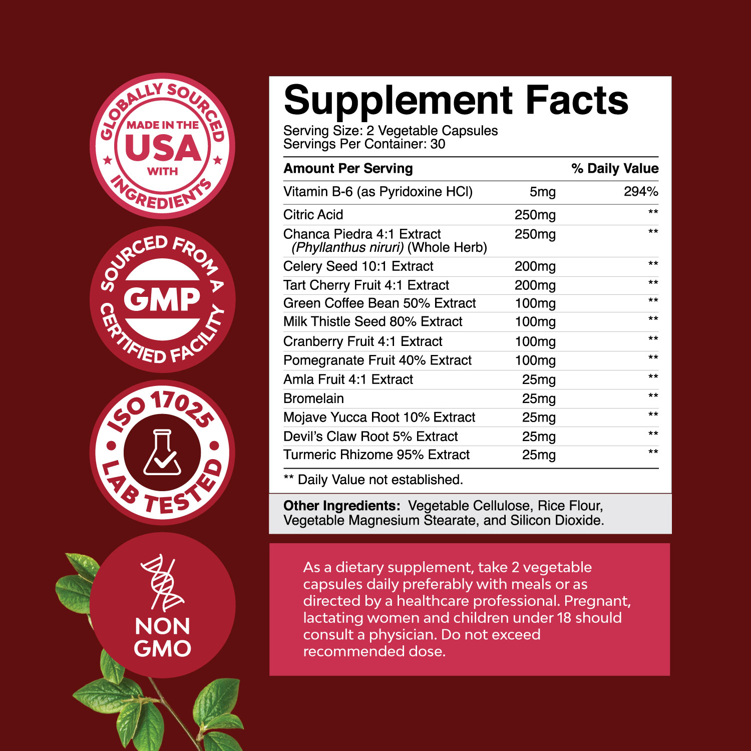 Natures Craft Uric Acid Cleanse, Joint and Kidney Support Supplement with Bromelain and Tart Cherry, 60 Ct