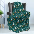 thumbnail image 4 of Spaceship Soft Flannel Fleece Blanket, Outer Space Cartoon with Dotted Backdrop Futuristic Themes Saturn Sun and Nebula, Cozy Plush for Indoor and Outdoor Use, 60" x 80", Multicolor, by Ambesonne, 4 of 5