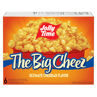 Jolly Time The Big Cheez Ultimate Cheddar Microwave Popcorn, 3 oz, 6 Ct. Gluten-Free, Non-GMO