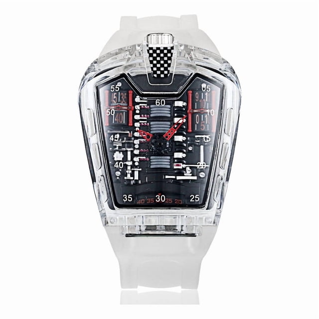 Reloj genérico de cuarzo de silicona transparente para hombre