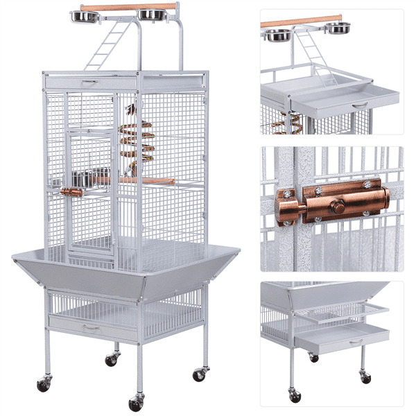 Yaheetech Wrought Iron Bird Cage with Large Play Top Cage Size18 x